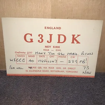 £14.08 • Buy VINTAGE HAM RADIO -QSL CARD- 1956 England￼