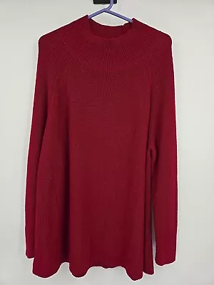 Gorgeous Eileen Fisher Red Sweater Plus Size 2X Extra Fine Merino Wool Ribbed • $39.88