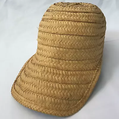 Vintage Woven Straw Cap Hat Womens Mens Adult Size M 22  Fitted Tan Natural Golf • $29.95