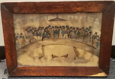 ANTIQUE 19th CENTURY W/C WATER COLOR PAINTING NY COCK FIGHTING CLUB RING EVENT • £321.39