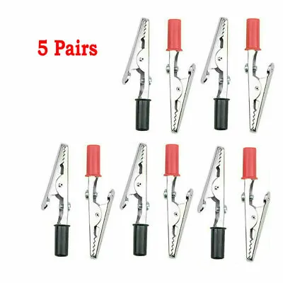 10Pcs Electrical Test Clamps Metal Alligator Clips With Red & Black Handle Bulk • $5.49