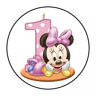 30 Minnie Mouse 1st Birthday Stickers Envelope Seals Labels 1.5  Round Custom • $2.64