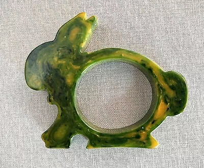 VTG Bakelite Rabbit Napkin Ring Catalin Green Butterscotch Swirl Bunny (#490) • $40