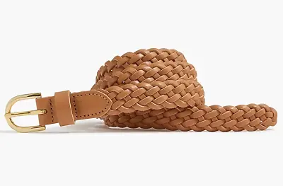 Women's J CREW Braided Tan Brown Leather Skinny Belt L/XL • $24.99