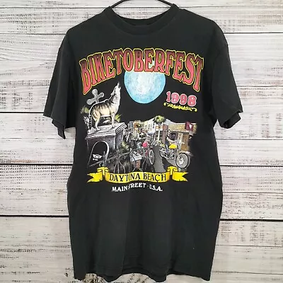 Vintage Anvil T Shirt Mens Large Black Biketoberfest 1998 Motorcycles Biker 90s • $31.18