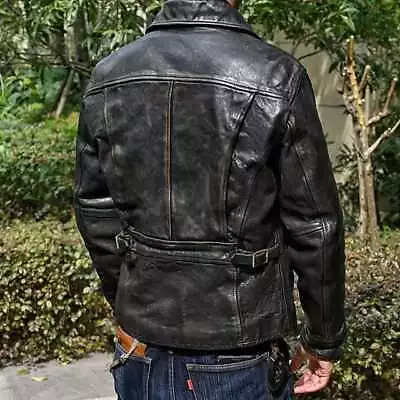 New Men's Classic Biker Genuine Vintage Cowhide Leather Jacket XS To 5XL • $129