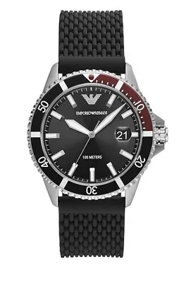 New Emporio Armani Mens Watch Silicone Black Strap & Black Dial Ar11341 Genuine • £79.99