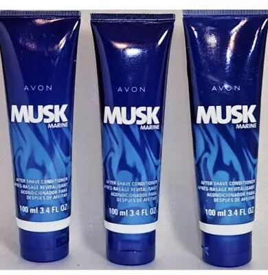 Avon ~musk Marine ~after Shave Conditioner 3.4 Oz ~discontinued  ~set Of 3 • $34.79