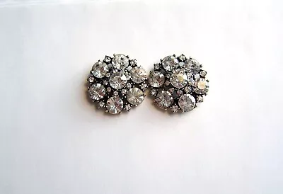 Vintage J. Crew Round White/Clear Crystal Flower Earrings 1  NWT • $14.95