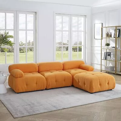 Modern Sectional Sofa L Shape Couch Teddy Fabric Upholstered 4 Seaters • $772.90