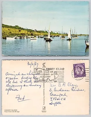 S24266 View From The Bridge Canvey Island Essex England  Postcard 1967 Stamp • £1.69