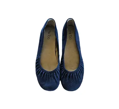 Women COMFORT Memory Foam ME TOO Nini Blue Suede Leather BALLET FLATS 9M 9 • $17.99