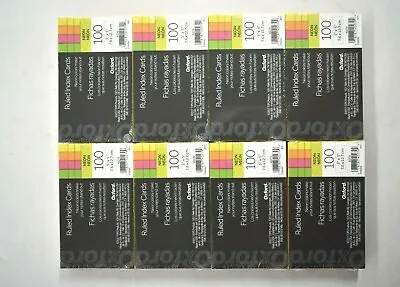 Lot Of 8 Oxford Ruled Index Cards 3 X 5 Green/Yellow Orange/Pink 100/Pack • $34.91