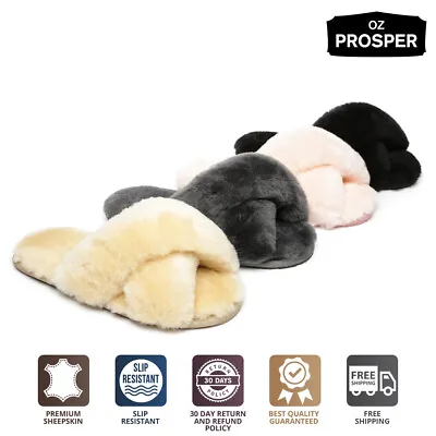 $46 • Buy UGG Slippers Women Linty Fluffy Slides Super Soft Home Slipper Sheepskin Wool