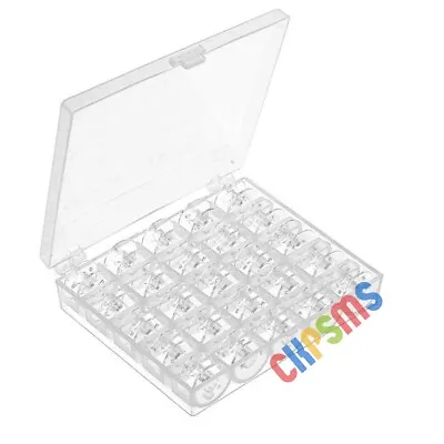 25 Plastic Bobbins Spools For Sewing Machine Accessory With Bobbin Case Box • £4.54