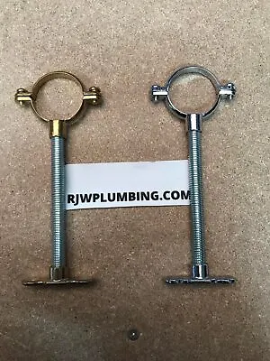 Brass Or Chrome Extended Pipe Clip From The Wall - Munson Ring Backplate & Rod • £5.95