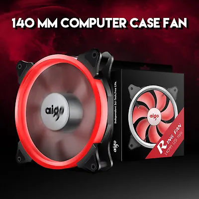 140mm Red LED Case Fan Silent Sleeve Bearing 3/4pin Desktop PC Fan Cooling • $7.99
