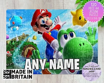 Personalised Super Mario Bros 120 Pcs Kids Puzzle Jigsaw A4 Size - Add Name- V1 • £7.75