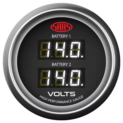 SAAS Muscle 52mm Voltage Gauge Dual Digital 8-18V Multi Colour Display 2  Black • $89.99