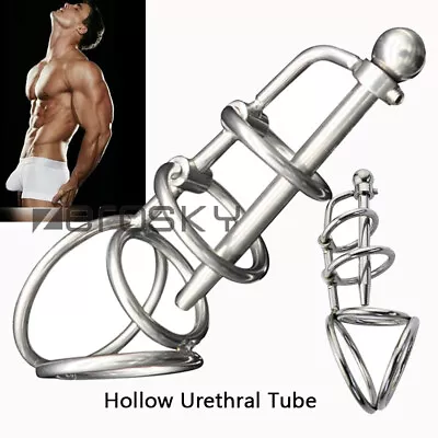 STAINLESS STEEL Urethral Penis Plug Sound SOUNDING Stretching With Ring Chastity • $11.96