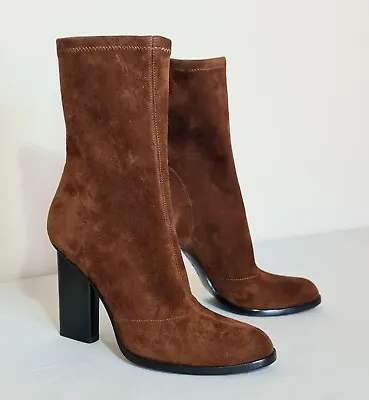 Brown Suede Pull On Ankle Boots Stiletto Heels EU 36.5 US 6.5 ALEXANDER WANG • $375