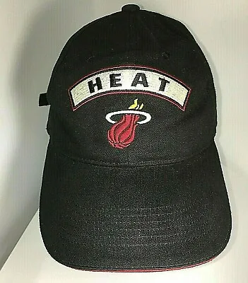 Vntg Black HEAT Cap Miami Official NBA Licensed ANNCO Sandwich Bill Buckle OSFM • $35