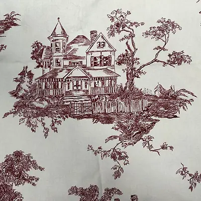 Fabric House Birds Red Cream Toile Upholstery BTY X 53 In Twill Vintage Vibe • $19.99