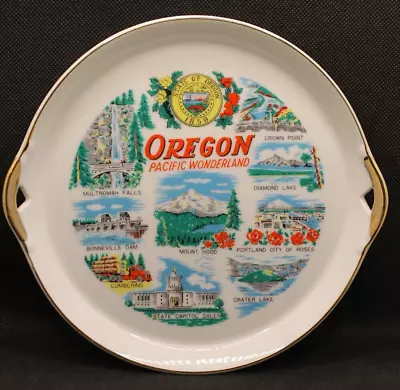 Vtg Oregon Souvenir State Plate Tray 7  Pacific Wonderland Crater Lake Mt. Hood • $7