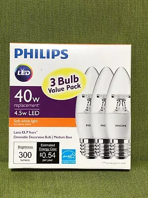 Philips LED Dimmable Decorative Light Bulb B11 Soft White 40 WE Medium Base • $14.99