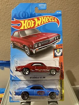 Hot Wheels 1967 Chevy Chevelle SS 396 Red & Blue RARE VHTF Lot Of 2 • $8.99