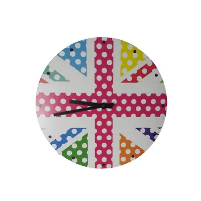 Union Jack Glass Wall Clock Free Delivery Gift 33cm| SHABBY CHIC UNIQUE CLOCK  • £14.99