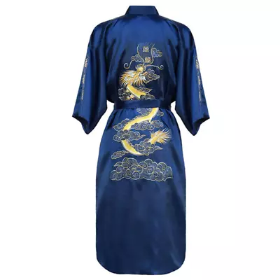 Bathrobe Embroidery Chinese Dragon Robe Male Sleepwear Gown Home Clothing  Men • $33.29