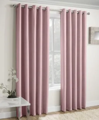 Blush Vogue Thermal Efficient Blockout Woven Textured Eyelet Ring Top Curtains • £18.99