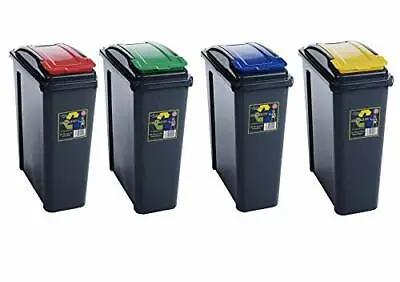 £21.59 • Buy [Set Of 2] 25L Recycling Bin Plastic Waste Dustbin Home Kitchen Feed Storage