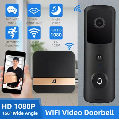 Wireless WiFi Video Doorbell Chime Kit Phone Security Door Ring Camera Ding-dong • $79.99