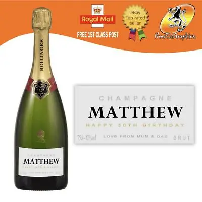 Personalised Champagne Bottle Label Birthday Any Occasion Gift • £3.10