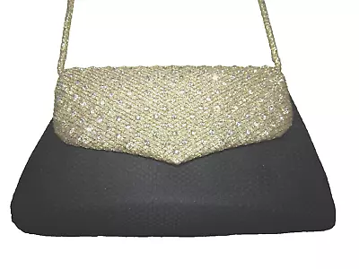 INGE CHRISTOPHER Elegant Sparkly Gold/Rhinestones/Black Evening Shoulder Bag • $19.99