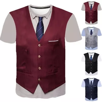 £12.30 • Buy Mens Tuxedo Suit Tie Funny 3D Print Short Sleeve T-Shirt Graphic Tee Casual Tops