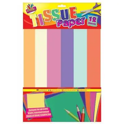 12 Sheets Tissue Paper - Rainbow Fun Gift Wrapping Crafts Bright Colours Arts • £2.99