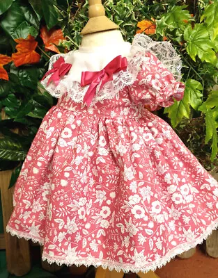 Dream Sale 0-3 6-12 3-6 2-3  Baby Girls  Fuchsia Floral  Traditional Lined Dress • £12.99