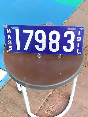 VERY NICE ORIGINAL 1911 Massachusetts Porcelain License Plate • $125