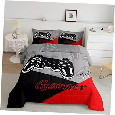  Gamer Comforter Set For Boys Teens Gaming Bedding Set Video Game Full Red • $75.18