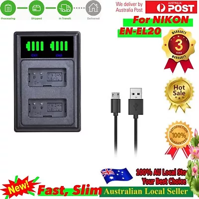 Battery Dual USB Charger For Nikon Coolpix P1000 P950 AW1 EN-EL20 EN-EL20a MH-27 • $24.98