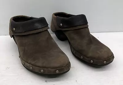 Merrell Luxe Wrap Bitter Chocolate Brown Leather Suede Clogs Womens Sz 7.5 • $8