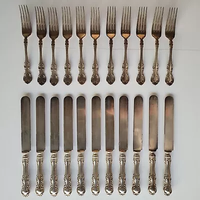 ANTIQUE FORKS & KNIVES 1835 R. Wallace 11 Ea Silver Plated • $45