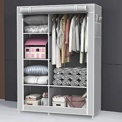 Home Large Canvas Material Wardrobe Storage Fabric Wardrobe With Shelves • £16.89