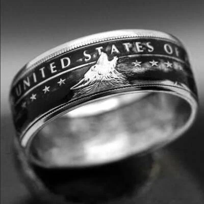 $1.91 • Buy Vintage Silver/Gold Coin Ring Morgan Half Dollar 1945 Punk Mens Women Jewelry