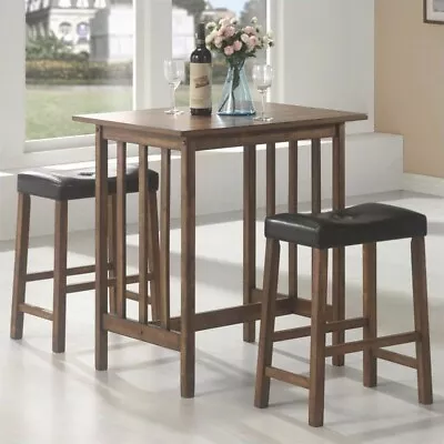 Coaster 3 Piece Counter Height Dining Set In Nut Brown And Black • $192.03