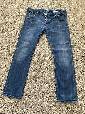 ARMANI Slim-Fit Low-Rise Denim Blue Jeans 36Wx30L • $65