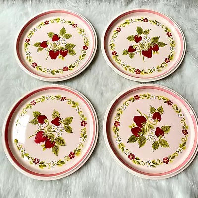 4 Mikasa Berry Patch Dinner Plates Country Store Strawberries Stoneware C6101 • $49.99